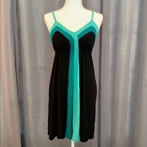INC Black Green Strappy Dress EUC PS